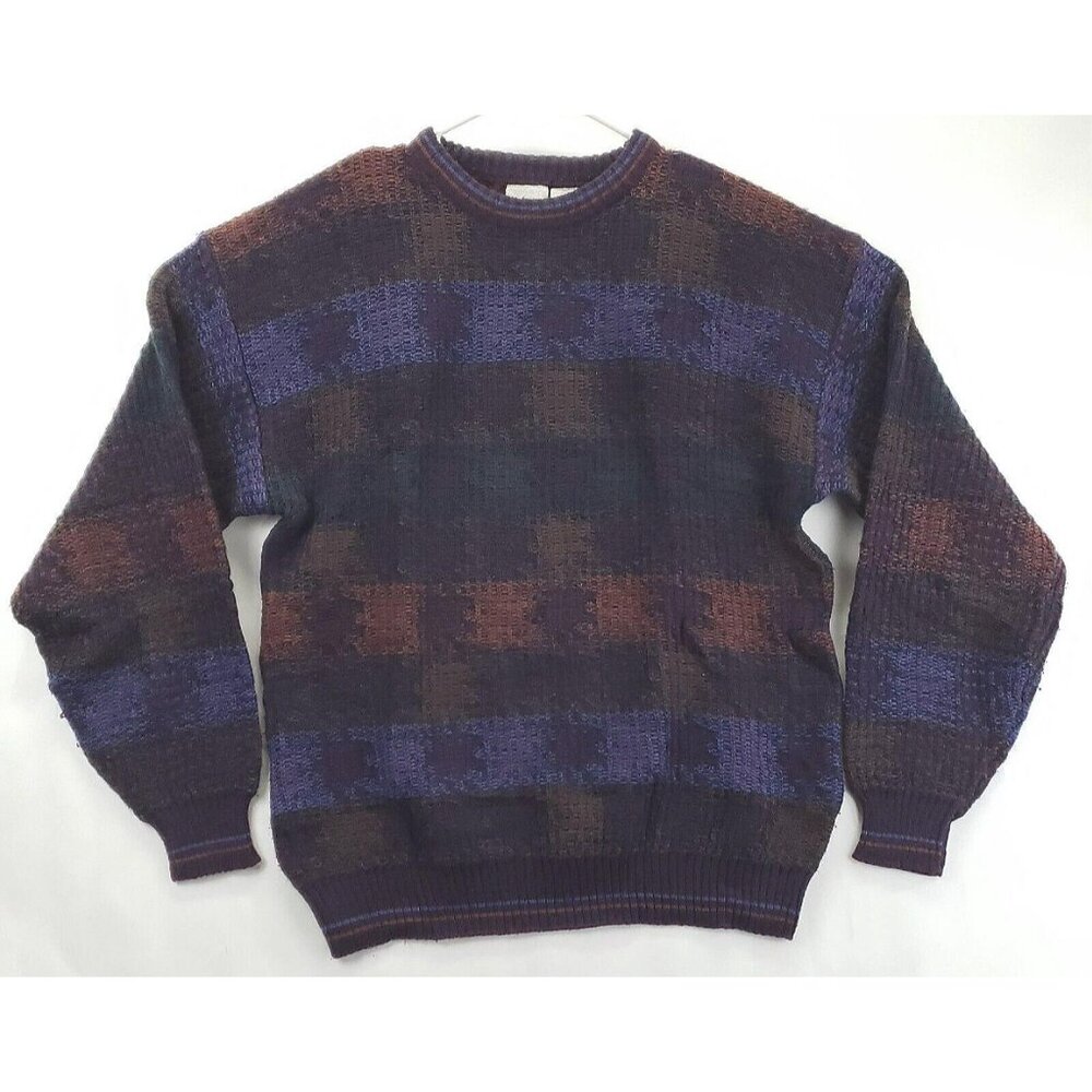 Vintage Ash Creek Sweater Mens Large Blue Green 80s Style Pullover
